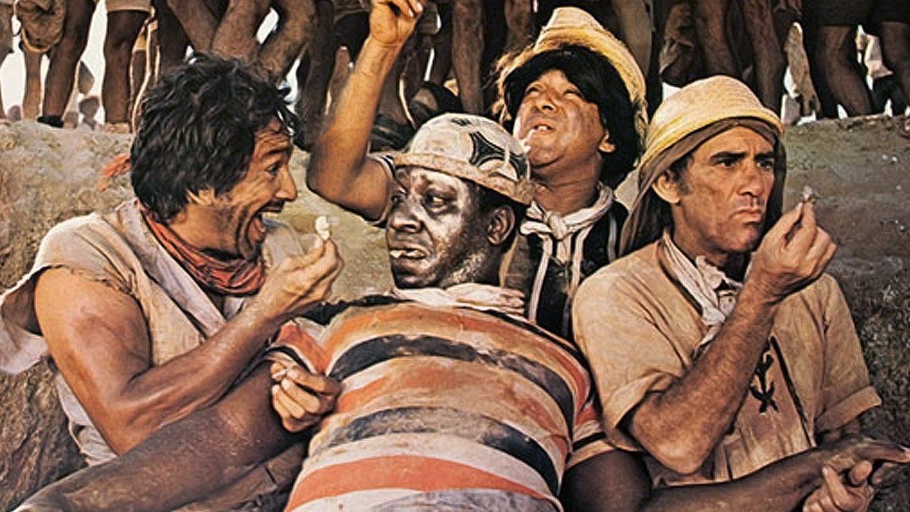 The Trapalhões in Serra Pelada Background