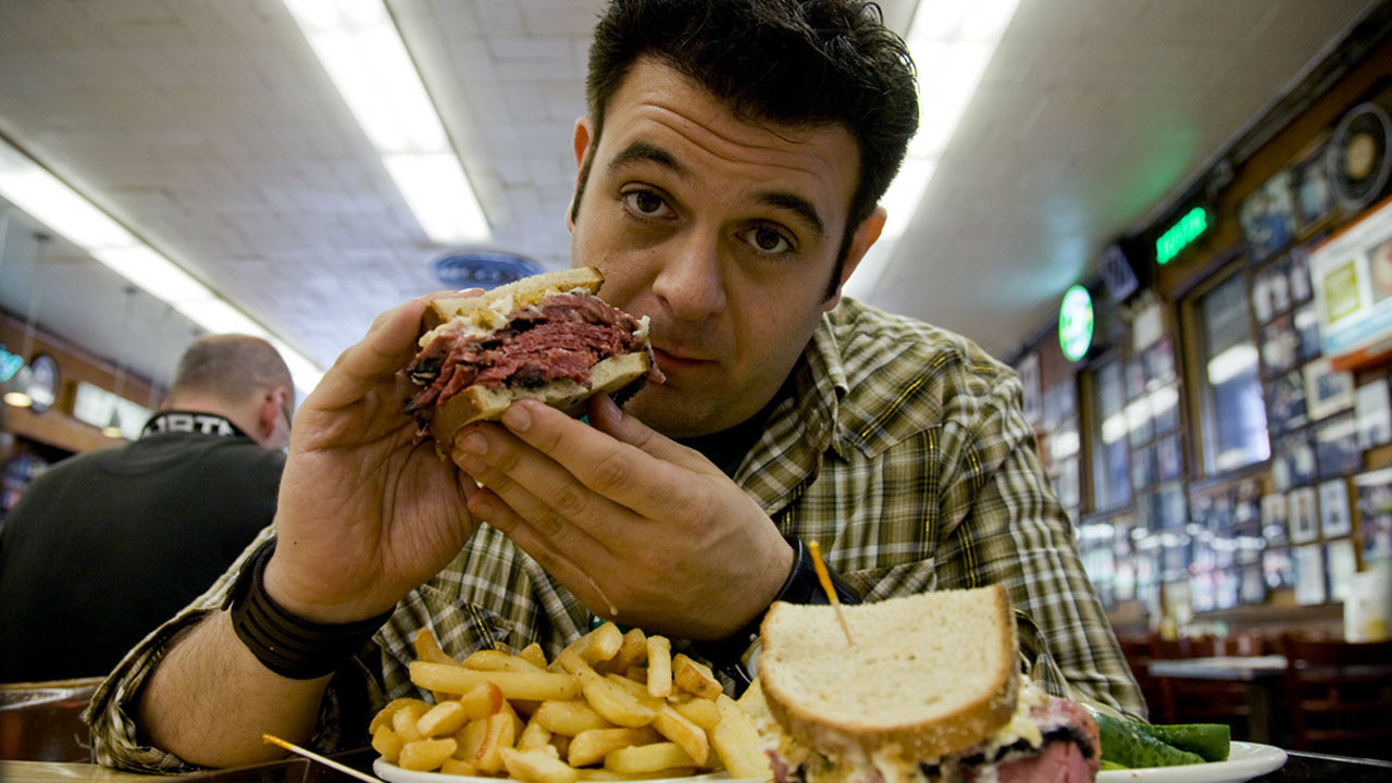 Man v. Food Background